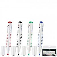 Маркеры для доски FABER-CASTELL НАБОР 4 шт., АССОРТИ, "GRIP", круглый наконечник 1-5 мм, 158304